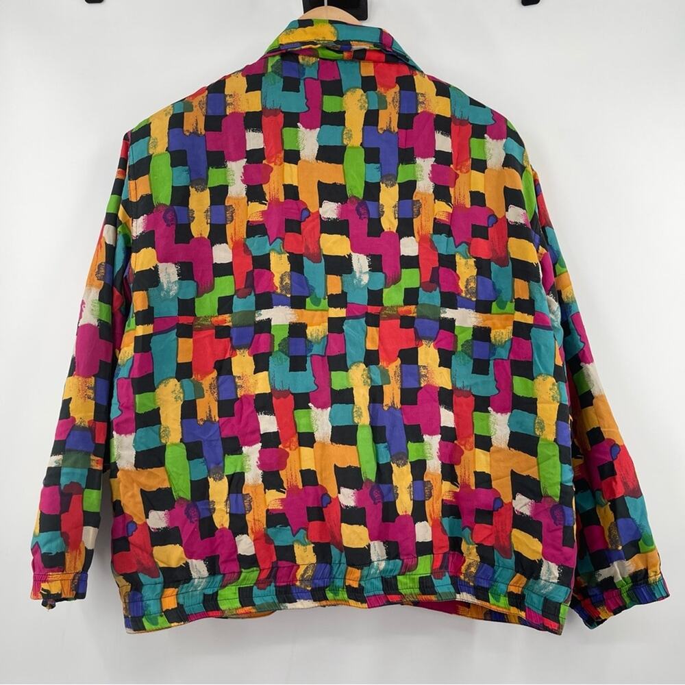 VINTAGE EVR Rousso Apparel 100% Silk Bomber Windbreaker Jacket 90s Y2K Large - Picture 2 of 13